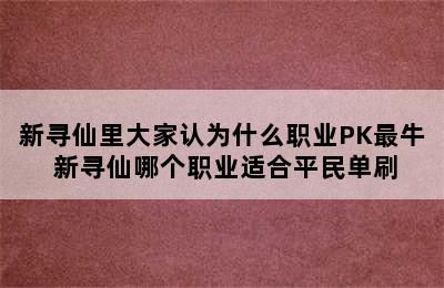 新寻仙里大家认为什么职业PK最牛 新寻仙哪个职业适合平民单刷